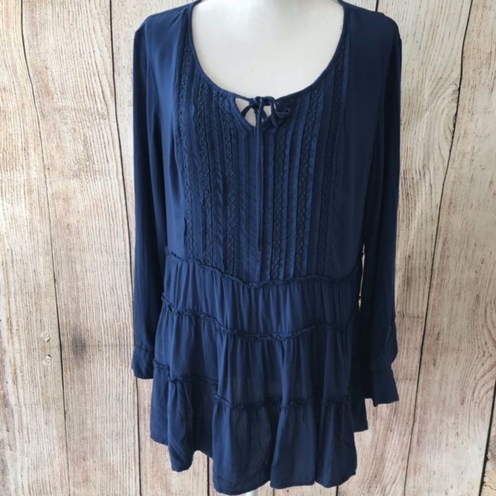 Style & CO‎ Boho peasant ruffled top size M